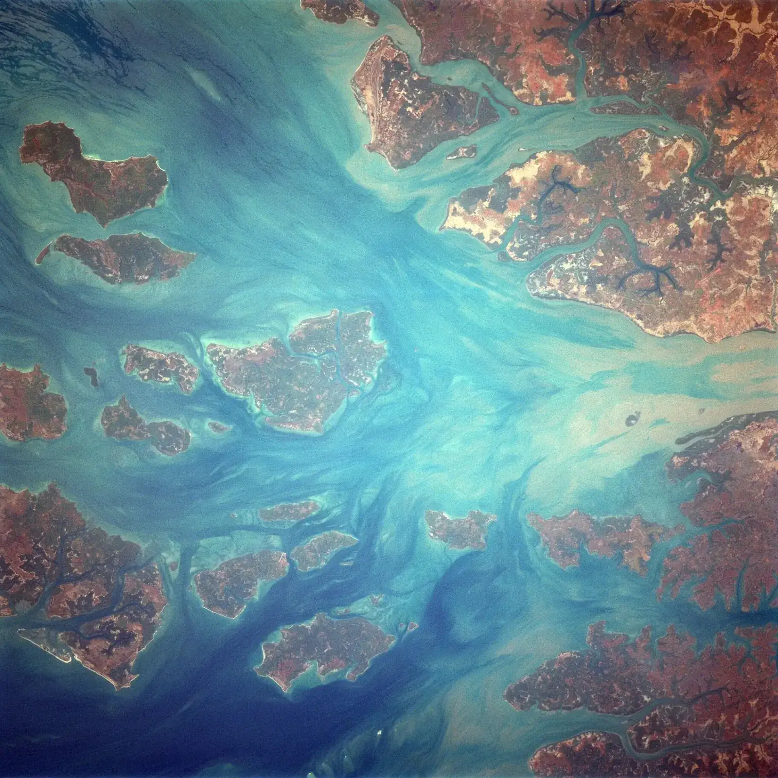 Vista de satélite do arquipélago dos Bijagós