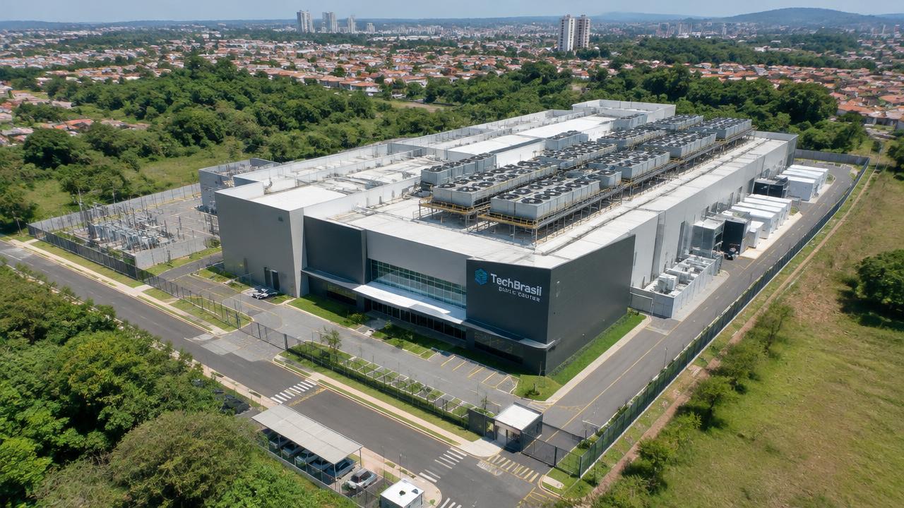 Aerial view of a data center campus