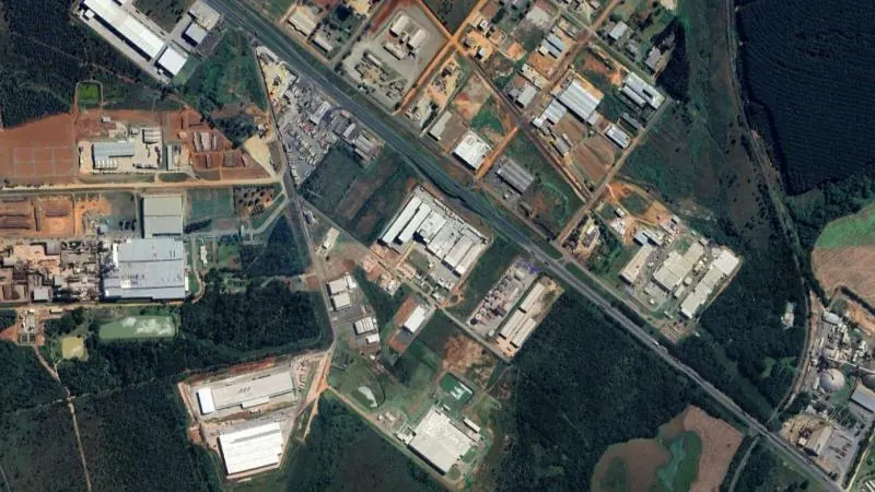 Vista aérea do parque industrial em Ponta Grossa/PR